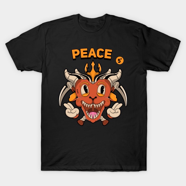 Peace Demon Character Monster T-Shirt by Kumilism